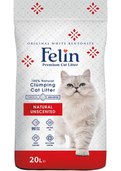 Natural Doğal Kokusuz Topaklanan Ince Taneli Kedi Kumu 20 Lt