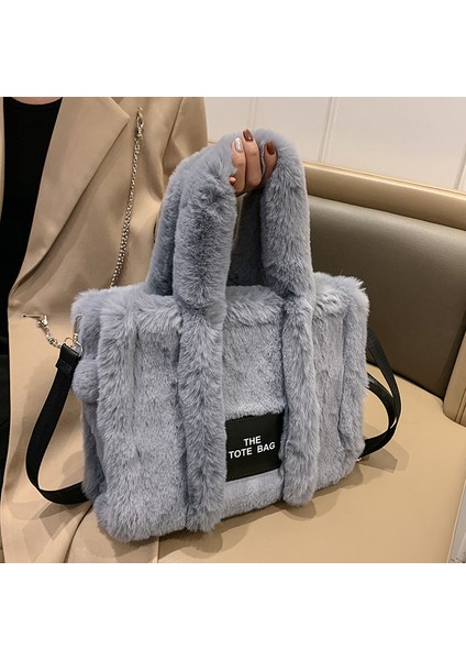 Sonbahar ve Kış Modası Peluş Çanta Kadın Çantası 2024 Yeni Stil Moda Taşınabilir Tote Çanta Büyük Kapasiteli Peluş Omuz Çantası (Yurt Dışından)