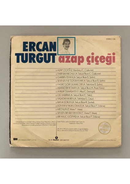 Balet Plak Ercan Turgut Azap Çiçeği Double Çift Lp Plak (1981 Orjnal Dönem Baskı Plak)