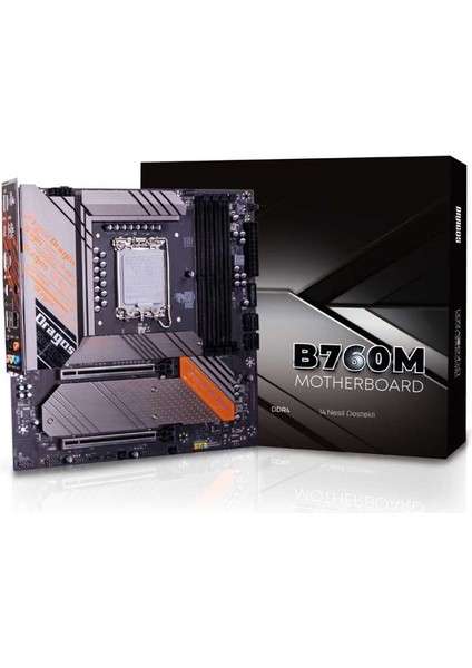 Dragmode B760M D4PRO Sata,m2 Ddr4 4000MHZ Usb3.2 Type C Dp HDMI Ses 2.5gbe Lan 1700P Atx Anakart