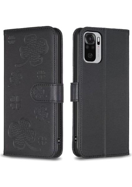 Xiaomi Redmi Not 10 Için Flip Case 4g Cüzdan Pu Deri Yonca Çiçek Kart (Yurt Dışından)