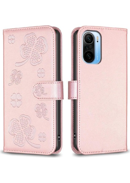 Xiaomi Redmi Için Flip Case K40/K40 Pro Cüzdan Yonca Çiçek Çok Renkli Pu (Yurt Dışından)