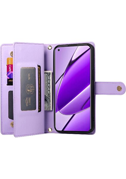 YH Mall Realme 11 4g Çok Fonksiyonlu Kart Yuvaları Için Flip Case Kickstand Bilek (Yurt Dışından)