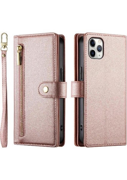 IPhone 11 Için Flip Case Pro Max Cüzdan Bölmesi Kickstand Bilek Kayışı (Yurt Dışından)