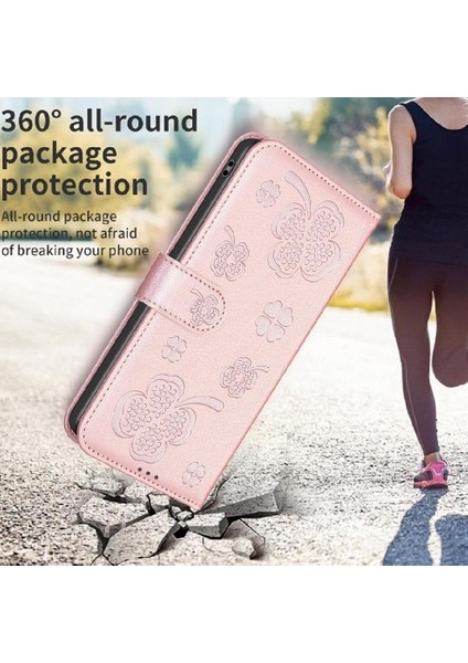 Samsung Galaxy S23 Artı 5g Çok Renkli Yonca Çiçek Pu Kart Için Flip Case (Yurt Dışından)