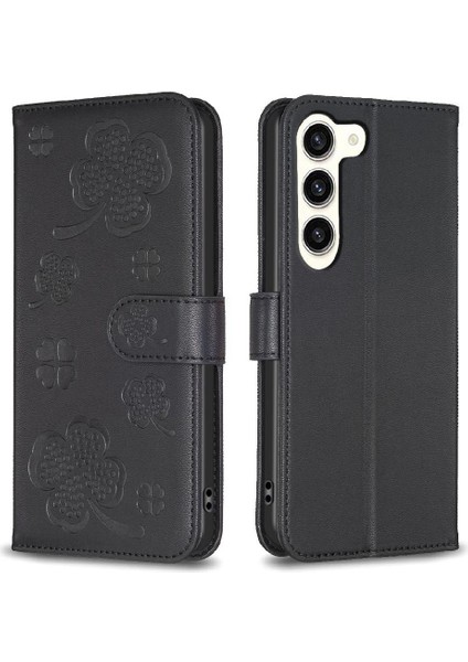 Samsung Galaxy S23 5g Yonca Çiçek Pu Deri Kart Yuvaları Için Flip Case (Yurt Dışından)