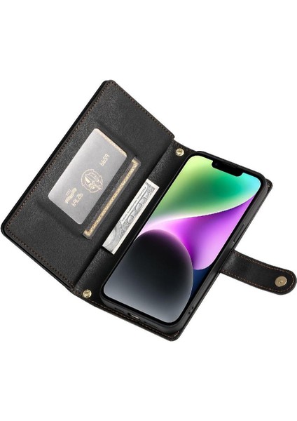 IPhone 14 Bilek Kayışı Kickstand Çok Fonksiyonlu Kart Yuvaları Için Flip Case (Yurt Dışından) fırsatları