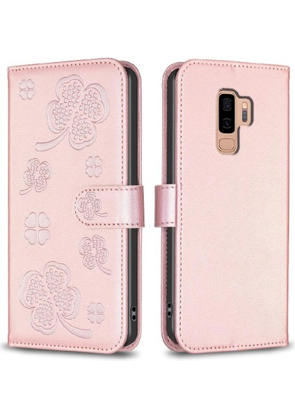 YH Mall Samsung Galaxy S9 Artı Pu Deri Yonca Çiçek Çok Renkli Için Flip Case (Yurt Dışından)