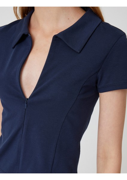 Polo Yaka Tişört Fermuarlı Slim Fit Kısa Kollu indirimleri