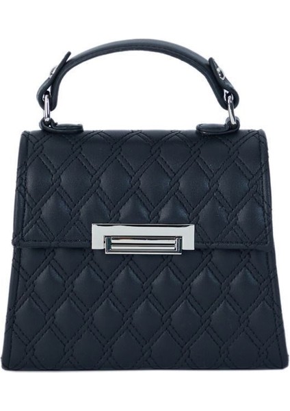 Kadın Siyah Tek Gözlü Ayarlanabilir Askılı Kare Suni Deri Omuz Çantası Günlük Çanta Clutch
