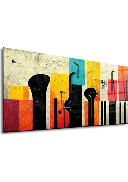 Cam Tablo | Modern Art Serisi | Renkli Silüet | 50CM x 120CM