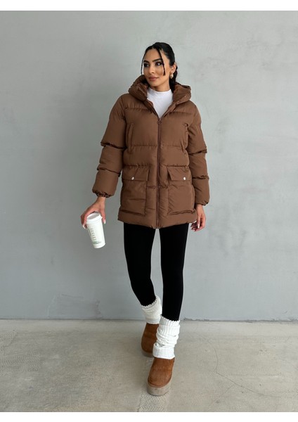 Puffer 4 Cep Detaylı Kapüşonlu Şişme Mont fırsatları