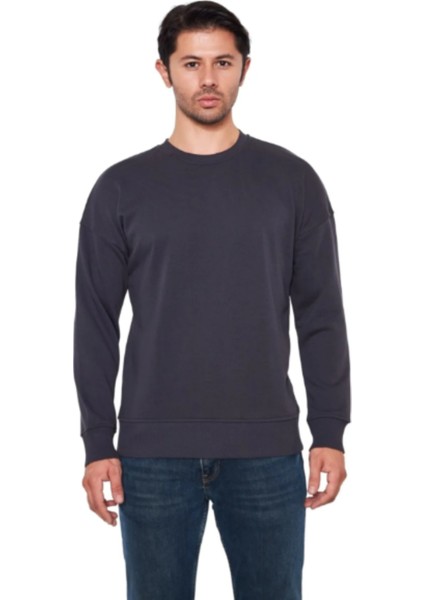 Erkek Basic Regular Fit 3 Iplik Şardonsuz Çelik Interlok Sweatshirt