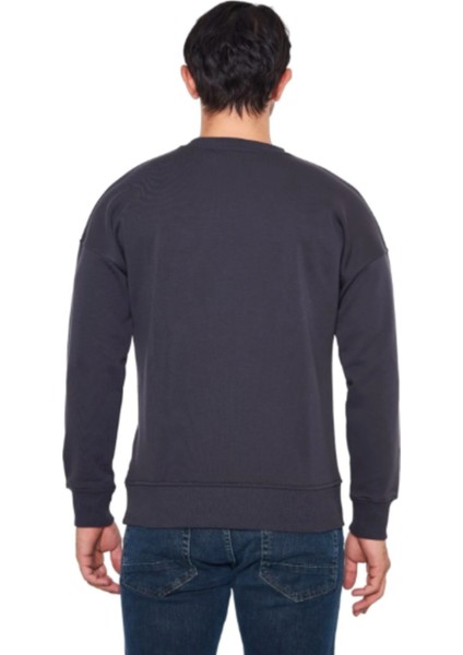 Erkek Basic Regular Fit 3 Iplik Şardonsuz Çelik Interlok Sweatshirt