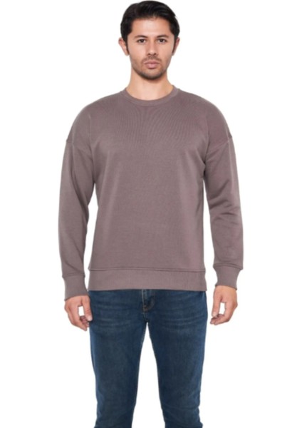 Erkek Basic Regular Fit 3 Iplik Şardonsuz Çelik Interlok Sweatshirt