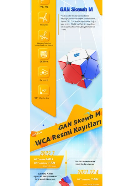 Skewb Standard 8 Mıknatıs Hız Küpü GES Pro 90° Köşe Kesme TR Resmi Satıcısı modelleri