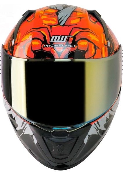 M-801 Lizzard Orange Güneş Vizörlü Kask (Sarı Camlı)