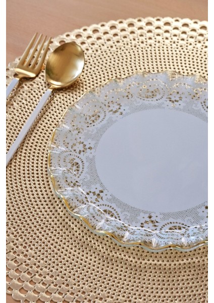 Marche Altın Yaldızlı 6 Kişilik Cam Pasta Tabağı Takımı fırsatları