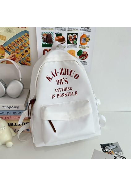 Retro Basit Sırt Çantası Büyük Kapasiteli Erkek ve Kız Kampüs Kolej Çantası Ortaokul Lise Seyahat Sırt Çantası (Yurt Dışından)