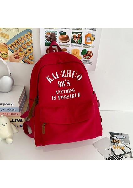 Retro Basit Sırt Çantası Büyük Kapasiteli Erkek ve Kız Kampüs Kolej Çantası Ortaokul Lise Seyahat Sırt Çantası (Yurt Dışından)