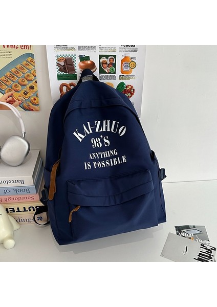 Retro Basit Sırt Çantası Büyük Kapasiteli Erkek ve Kız Kampüs Kolej Çantası Ortaokul Lise Seyahat Sırt Çantası (Yurt Dışından)