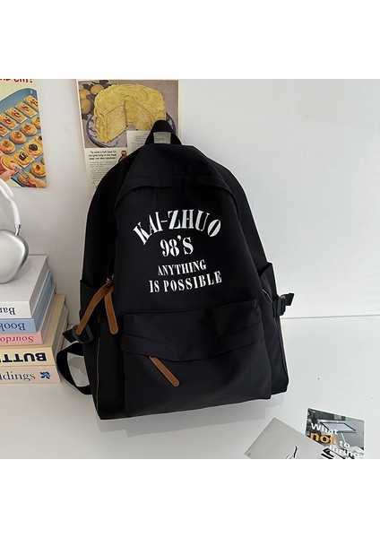 Retro Basit Sırt Çantası Büyük Kapasiteli Erkek ve Kız Kampüs Kolej Çantası Ortaokul Lise Seyahat Sırt Çantası (Yurt Dışından)