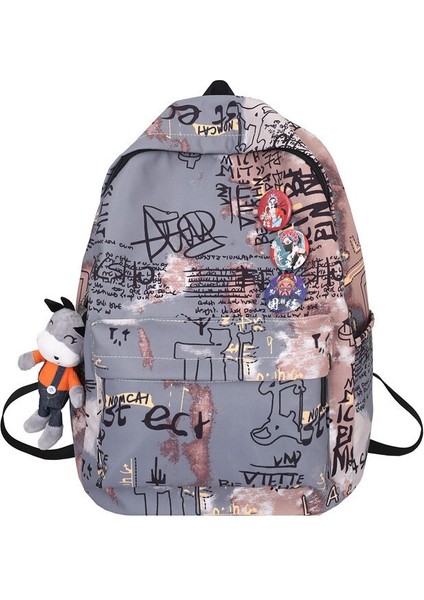 Yeni Stil Öğrenci Okul Çantası Kore Versiyonu Büyük Kapasiteli Orta Okul ve Lise Öğrencisi Sırt Çantası Grafiti Serin Iş Kıyafeti Tarzı Kampüs Sırt Çantası (Yurt Dışından)