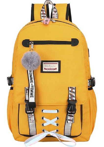 Gençlik Seyahat Rahat Sırt Çantası Erkek ve Kadın Orta Okul Öğrencisi Okul Çantası USB Şarj Seyahat Sırt Çantası (Yurt Dışından)