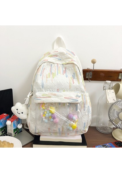 Küçük Taze ve Basit Sırt Çantası, Büyük Kapasiteli Orta Okul Öğrencisi Okul Çantası Kadın Su Geçirmez Rahat Basit Sırt Çantası (Yurt Dışından)