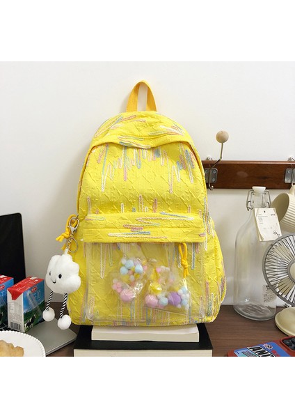 Küçük Taze ve Basit Sırt Çantası, Büyük Kapasiteli Orta Okul Öğrencisi Okul Çantası Kadın Su Geçirmez Rahat Basit Sırt Çantası (Yurt Dışından)