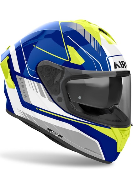 Aıroh Spark 2 Chrono Blue Yellow Gloss Kask