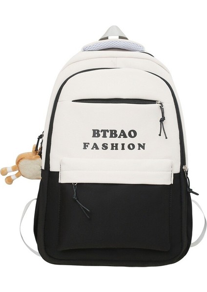 Sırt Çantası Rahat Moda Kadın Bahar Yeni Sırt Çantası Ortaokul Kampüsü Büyük Kapasiteli Yük Azaltıcı Ultra Hafif Okul Çantası (Yurt Dışından)