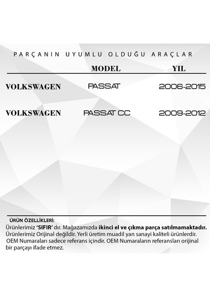 Volkswagen Passat, Passat cc Için Ön Kapı Dıştan Açma Teli