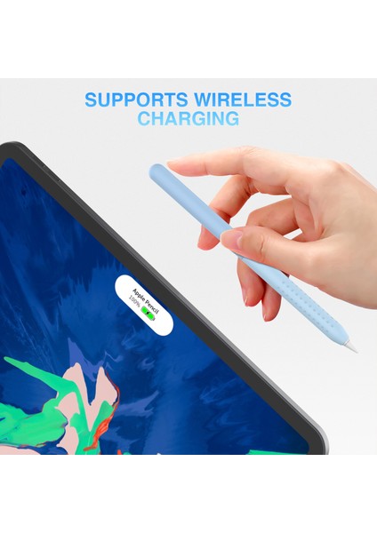 Forestl Digital Stoyobe Apple Pencil 2. Nesil Silikon Kılıf Düşmeyi Önleyici 2 Parçalı Kalem Koruyucu Kapak Dereceli (Yurt Dışından)