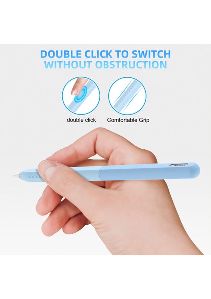 Forestl Digital Stoyobe Apple Pencil 2. Nesil Silikon Kılıf Düşmeyi Önleyici 2 Parçalı Kalem Koruyucu Kapak Dereceli (Yurt Dışından)