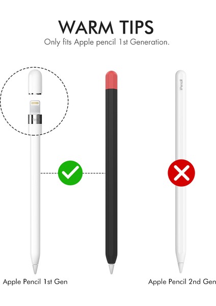 Forestl Digital Ahastyle PT94 Silikon Kılıf Apple Pencil 1. Nesil, Stylus Kalem Kılıf ı Kontrast Renk Koruyucu Kapak (Yurt Dışından)