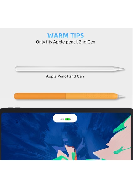 Stoyobe Apple Pencil 2. Nesil Silikon Kılıf Düşmeyi Önleyici 2 Parçalı Kalem Koruyucu Kapak Dereceli (Yurt Dışından)