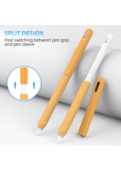 Stoyobe Apple Pencil 2. Nesil Silikon Kılıf Düşmeyi Önleyici 2 Parçalı Kalem Koruyucu Kapak Dereceli (Yurt Dışından)