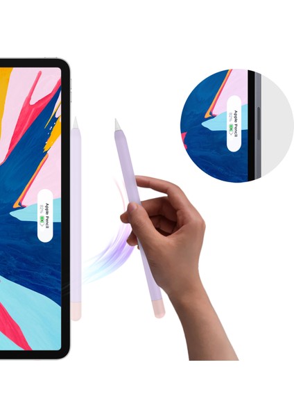 Forestl Digital Ahastyle PT65-2 Apple Pencil 2. Nesil Için Silikon Kılıf , Kontrast Renkli Stylus Kalem Yumuşak Koruyucu Kapak (Yurt Dışından)