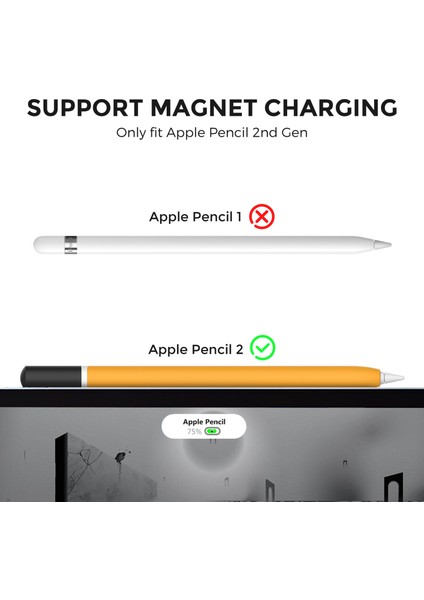 Ahastyle PT-JY16 Apple Pencil Için 2. Nesil Silikon Kılıf Stylus Kalem Kaymaz Kapak (Yurt Dışından)