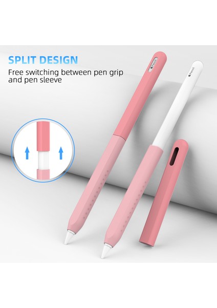 Stoyobe Apple Pencil 2. Nesil Silikon Kılıf Düşmeyi Önleyici 2 Parçalı Kalem Koruyucu Kapak Dereceli (Yurt Dışından)