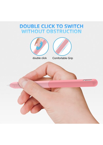 Stoyobe Apple Pencil 2. Nesil Silikon Kılıf Düşmeyi Önleyici 2 Parçalı Kalem Koruyucu Kapak Dereceli (Yurt Dışından)