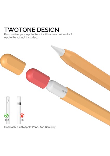 Ahastyle PT65-2 Apple Pencil Için 2. Nesil Dokunmatik Kalem Koruyucu Kılıf Kontrast Renk Stylus Kalem Silikon Kılıf (Yurt Dışından) modelleri