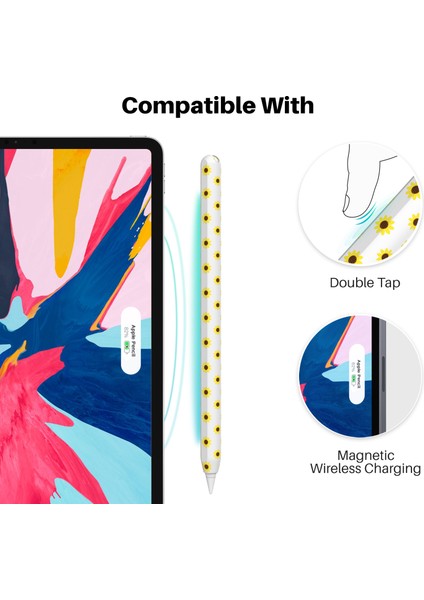 Ahastyle PT65-SF Apple Pencil Için Kalem Kılıf ı 2. Nesil,ayçiçeği Desenli Stylus Kalem Silikon Kılıf Koruyucu Kapak (Yurt Dışından)