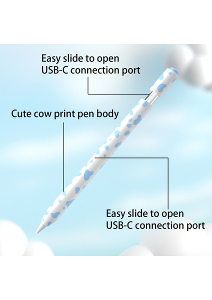 Apple Pencil (Usb-C) Silikon Kılıf Inek Desenli Stylus Kalem Koruyucu Kılıf Kapak (Yurt Dışından)