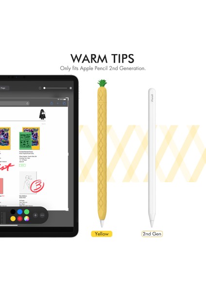 Ahastyle PT106-2 Apple Pencil Için 2. Nesil Stylus Pen Silikon Kılıf Ananas Tarzı Koruyucu Kapak (Yurt Dışından)
