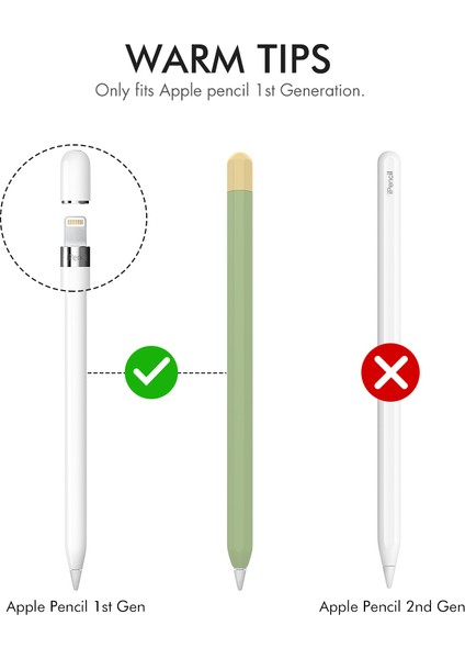 Forestl Digital Apple Pencil 1. Nesil Için Silikon Kılıf , Stylus Pen Kılıf ı Kontrast Renkli Koruyucu Kapak (Yurt Dışından)