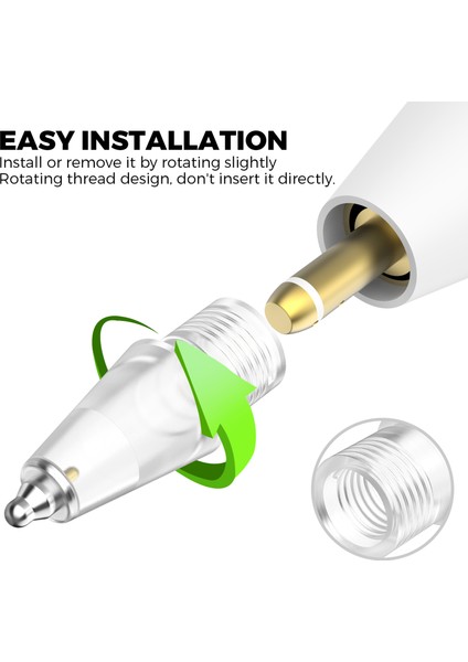 Ahastyle WG80 Apple Kalem 2nd1st Nesil 2 Adet Kapasitif Stylus Ucu Yedek Kalem Uçları (Yurt Dışından)