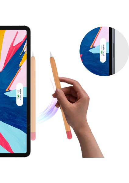 Ahastyle PT65-2 Apple Pencil 2. Nesil Için Silikon Kılıf , Kontrast Renkli Stylus Pen Yumuşak Koruyucu Kapak (Yurt Dışından)