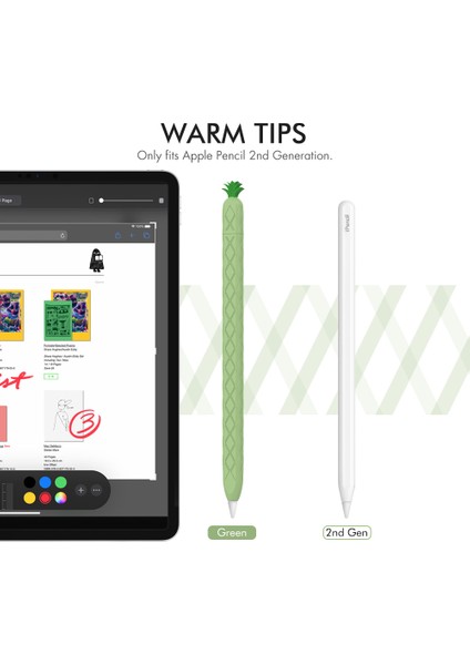 Ahastyle PT106-2 Apple Pencil Için 2. Nesil Stylus Pen Silikon Kılıf Ananas Tarzı Koruyucu Kapak (Yurt Dışından) modelleri